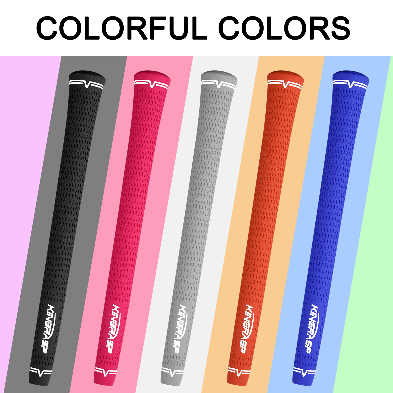 KINGRASP Golf Grips, Standard/Mid Size 5 Colors for Choice, Rubber Golf Club Grips 2021 Golf Grips Kit