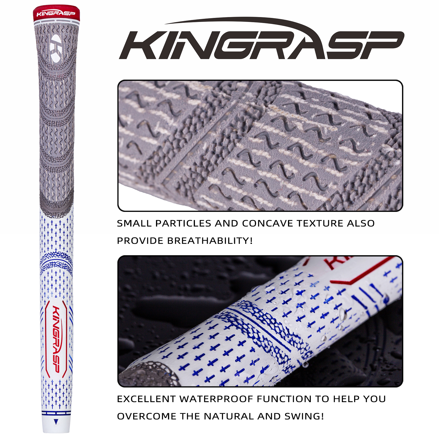 KINGRASP Multi Compound Golf Grips,Golf Club Grips midsize Standard Size,13 Grips Set,6 Colors Optional,Anti-Slip High S