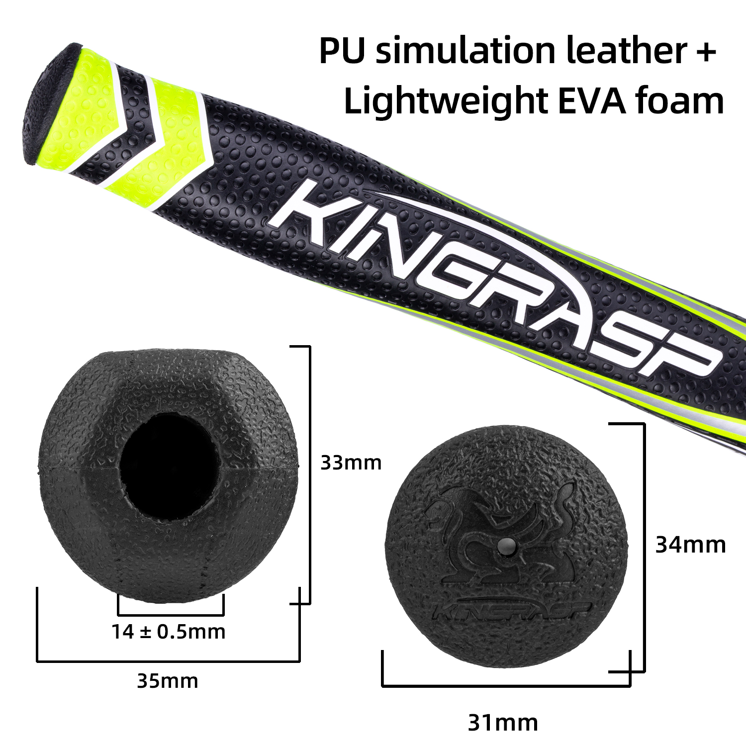 KINGRASP Putter Grip 1.0 2.0 3.0 Golf Putter Grip，Ergonomic Shape, Light, Anti-Slip Pattern,Great Comfortable Feel and M