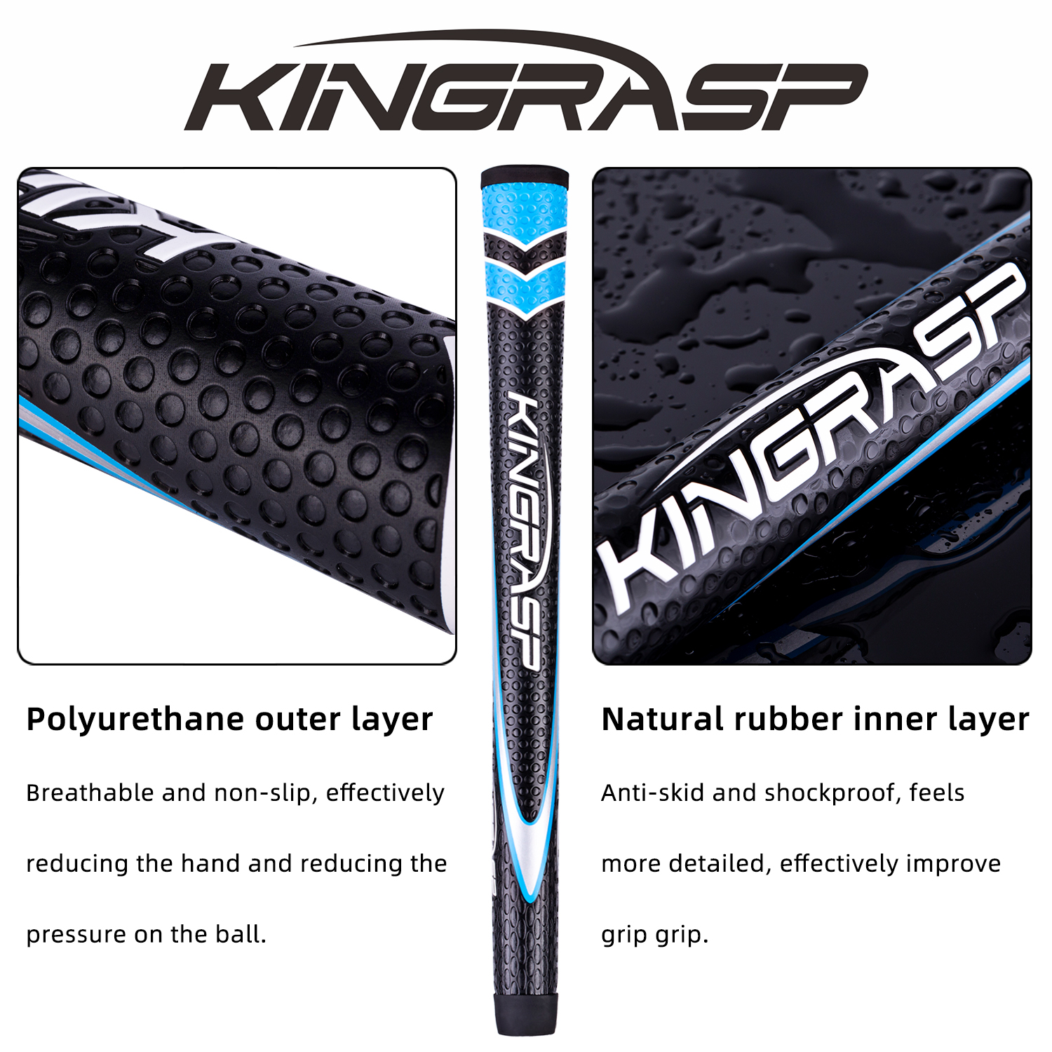 KINGRASP STP New Multi Compound Golf Grips(13 Grips + Free 13 Tapes) - High Traction Rubber Soft Polyurethane Golf Clubs