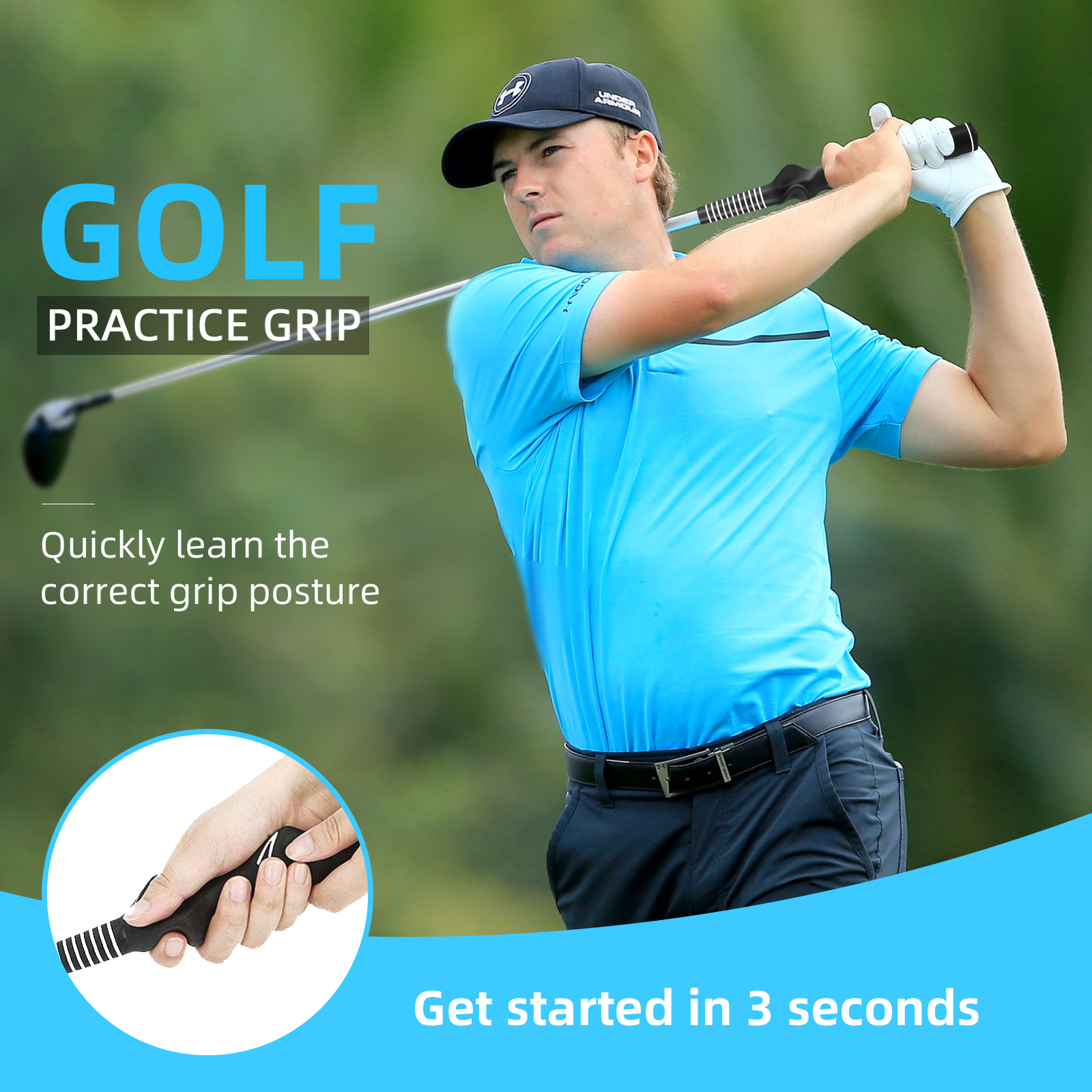 Lehui Golf Club Grip, Golf Swing Trainer Training Grip, Left and Right Hand Auxiliary Practice Teaching aids