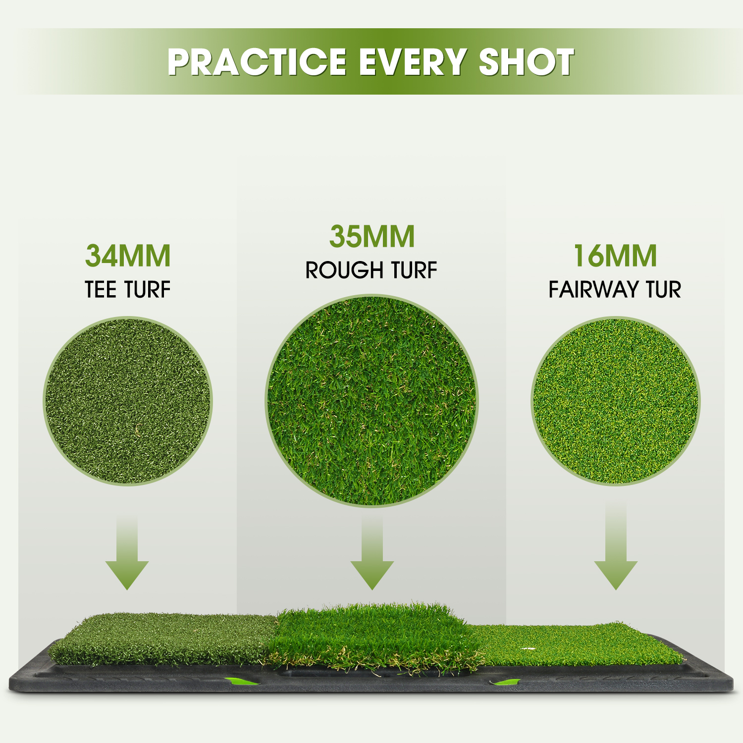 Lehui Golf Hitting Mats - Artificial Turf Mat for Indoor/Outdoor Practice - Rough and Fairway for Driving, Chipping, and